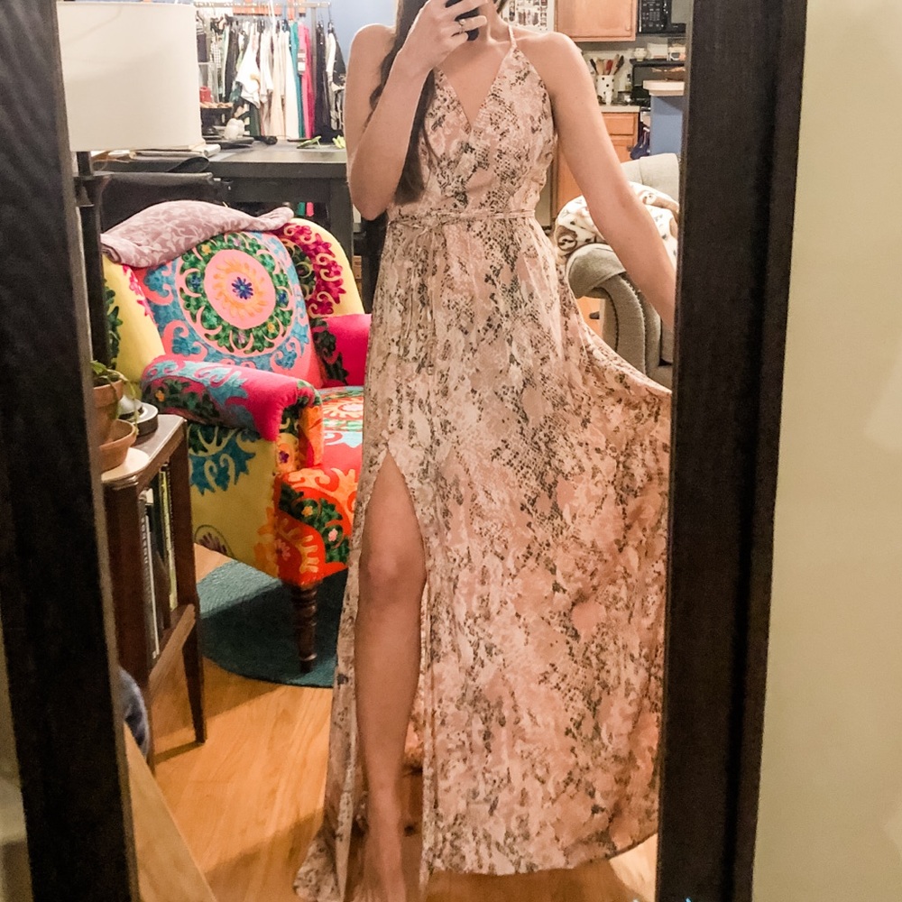 Blush Python Faux Wrap Dress | Small - Picture 11 of 16